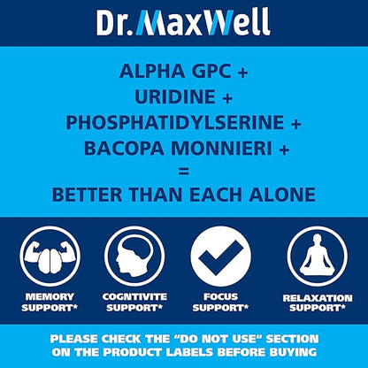 Alpha GPC & Uridine 2X 60 Capsules + Phosphatidylserine & Bacopa 1x 120 Capsules, 2 Months Supply