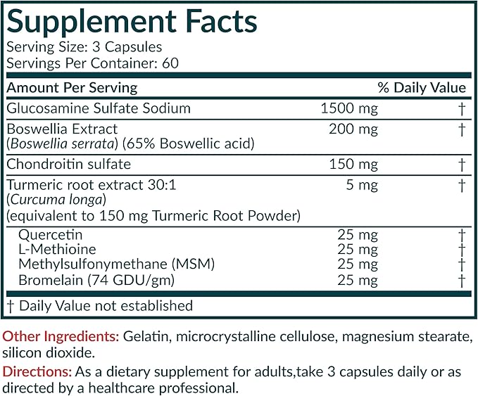 Futurebiotics Glucosamine Chondroitin Turmeric & MSM Advanced Joint Formula, Supports Healthy Joints & Mobility - Non-GMO, 180 Capsules