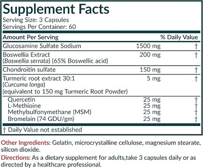 Futurebiotics Glucosamine Chondroitin Turmeric & MSM Advanced Joint Formula, Supports Healthy Joints & Mobility - Non-GMO, 180 Capsules
