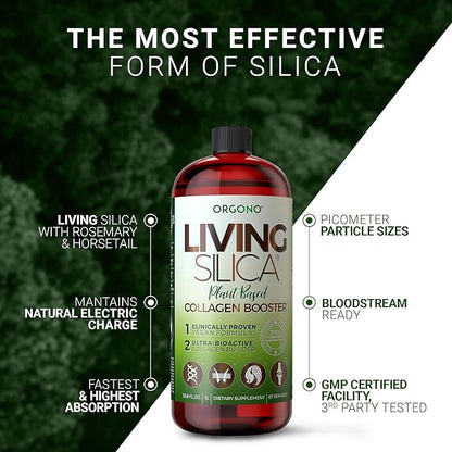 Living Silica Plant Based Collagen Booster | Vegan | Supports Healthy Collagen and Elastin Production for Joint & Bone Support, Glowing Skin, Strong Hair & Nails 500 ml | 16.9 Fl Oz