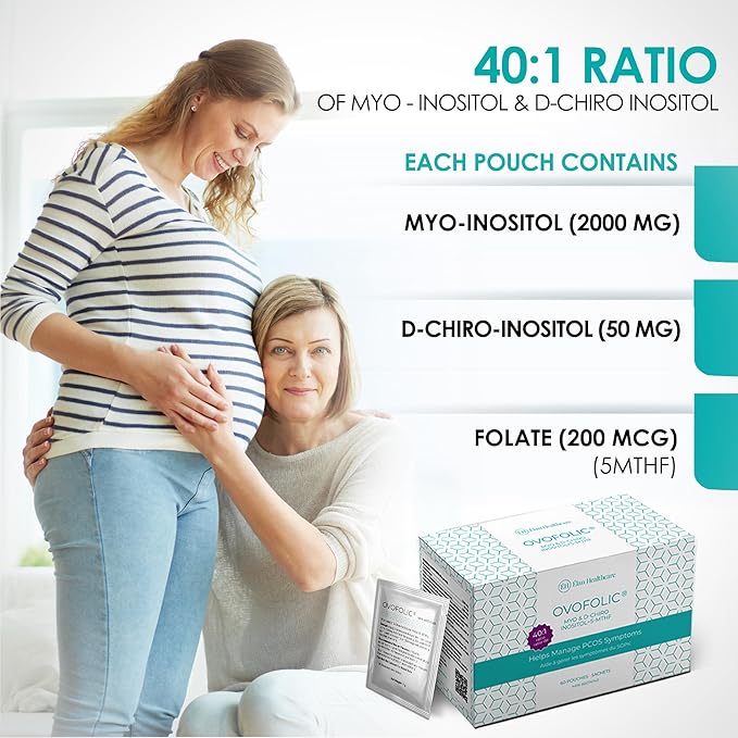 Inositol Supplement - Myo-Inositol and D-Chiro Inositol Plus Active Folate- Ideal 40:1 Ratio - Hormone Balance & Healthy Ovarian Support for Women- 60 sachets (60)