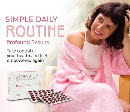 Wet by Nature | 60 Pills | Natural Feminine Hydration for Menopause Support & Lasting Comfort | Estrogen-Free Daily Oral Supplement to Help Relieve Vaginal Dryness, Burning & Itching