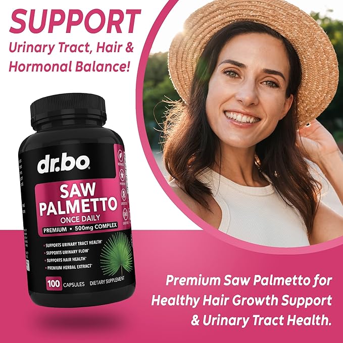 Saw Palmetto for Women Hair Loss - DHT Blocker for Women Natural Growth Plus Bladder Control Supplements Complex - Pure Saw Palmetto Hair Loss Supplement Capsules Support Extract & Urination Pills Aid