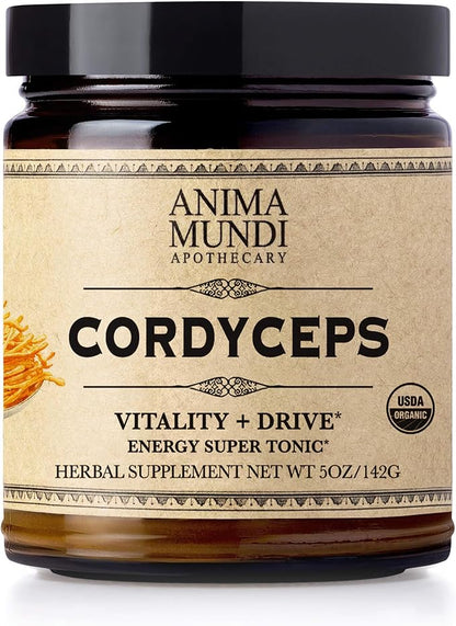 Anima Mundi Apothecary Cordyceps Mushroom Powder - Real Organic Cordyceps Mushroom Powder - Mushroom Powder Supplement for Liver and Immune Support - Add to Food, Coffee, Tea and More (5oz / 141g)