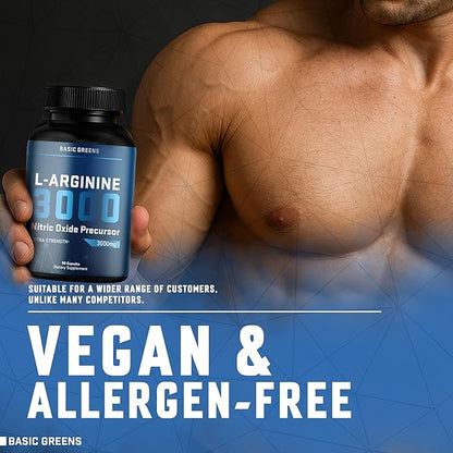 L Arginine 3,150mg (90 Capsules) - L-Arginine Supplement for Men and Women with Nitric Oxide Precursor, LArginine Supplement