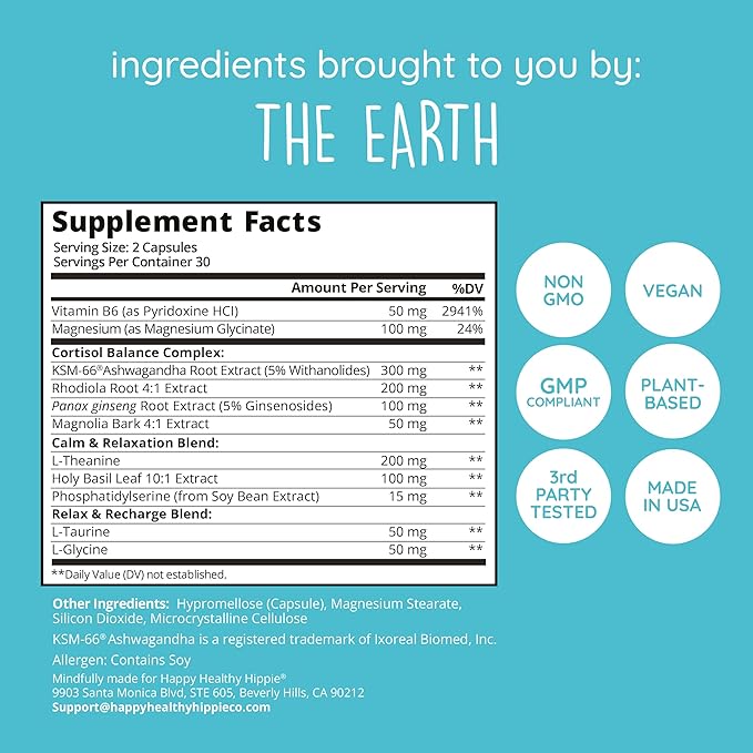 Zen Again Cortisol Supplements for Women with Ashwagandha KSM-66 | 11-in-1 Cortisol Manager | Natural Stress Support Supplement with L-Theanine, Rhodiola & Magnesium | Vegan, Non-GMO, 60 Caps