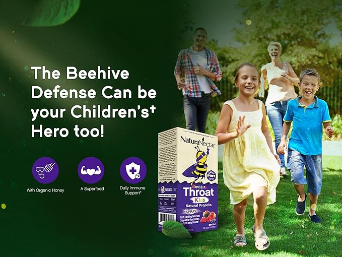 NaturaNectar - BeeHero Brazilian Bee Propolis Throat Spray - Throat Relief for Kids - for Comfort and Protection - Exclusive Berry Blast Flavor (1 Pack, 1 Fl Oz)