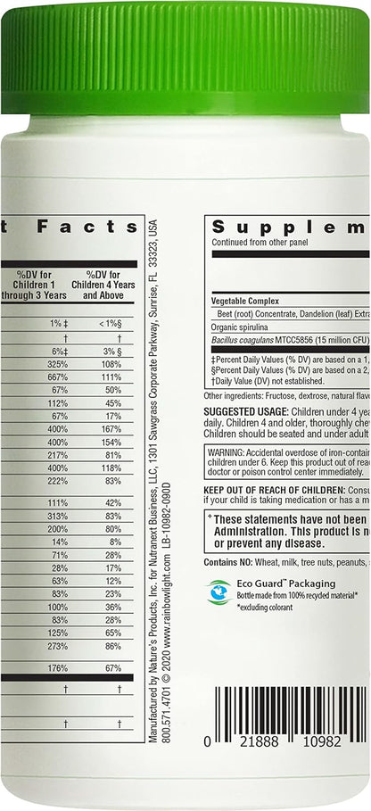 Rainbow Light Kids One Multivitamin, Chewable Multivitamin for Kids Provides Healthy Growth and Immune Support, With Vitamin C, Zinc, & B Complex, Vegetarian and Gluten Free, Fruit Punch, 90 Count
