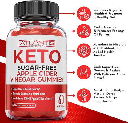 Atlantis Nutrition Hormonal Balance PMS Relief 60 Gummies + Sugar Free Keto Apple Cider Vinegar 60 Gummies