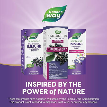 Nature's Way Sambucus NightTime Elderberry Syrup with Melatonin, Supports Restful Sleep*, 4 Fl Oz