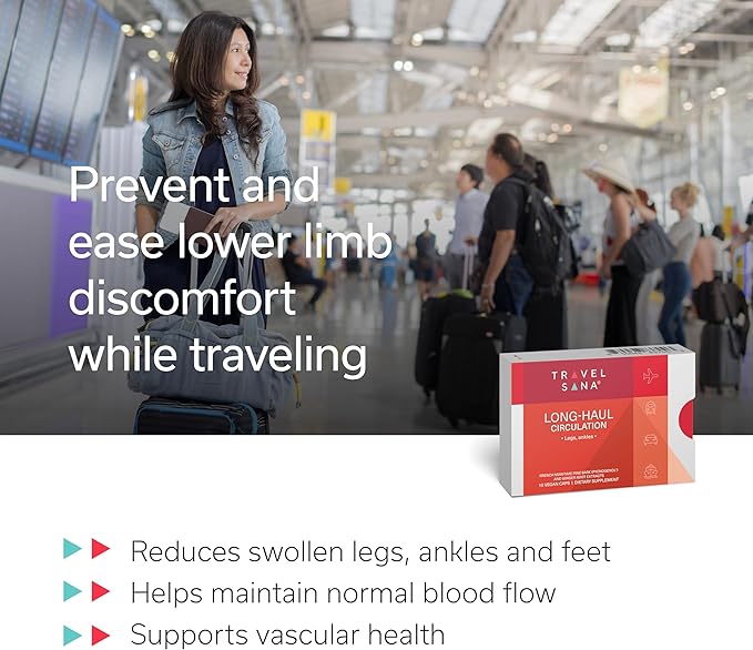 Long-Haul Circulation | Supports Healthy Circulation in Legs, Ankles and Feet | Promotes Vascular Function & Comfort | Pycnogenol 100 mg & Ginger Root Extract | Fast-Acting | 10 Servings