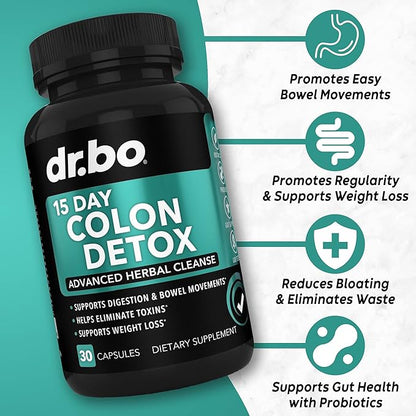 Colon Cleanser Detox for Weight Flush - 15 Day Intestinal Cleanse Pills & Probiotic - Fast Natural Laxative for Constipation Relief - Bowel Movement Supplements for Stomach Bloating, Gut Loss Support