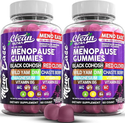 Menopause Supplement For Women Gummies with Black Cohosh, Wild Yam Magnesium, Red Clover For Menopause Relief Hormone Balance Night Sweats Mood Plus Bergamot, Vitamin D3, Vitamin B12, Vitamin B6 Clean