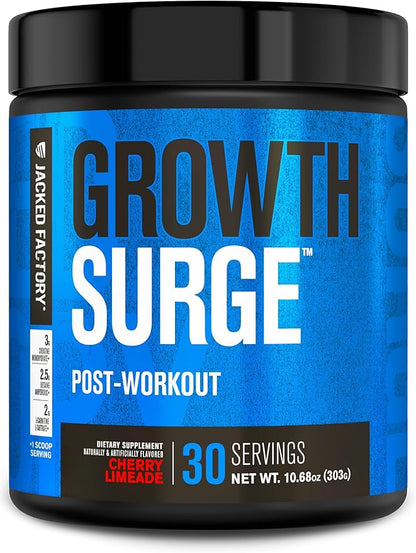 Jacked Factory Growth Surge Creatine Post Workout w/L-Carnitine - Daily Muscle Builder & Recovery Supplement with Creatine Monohydrate, Betaine, L-Carnitine L-Tartrate - 30 Servings, Cherry Limeade