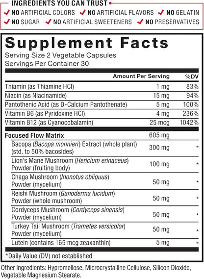 Force Factor Forebrain Focus Brain Booster, Brain Supplement to Boost Clarity & Concentration, Improve Memory & Increase Productivity, Nootropic Brain Support Supplement, 180 Capsules, Black