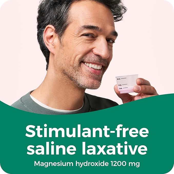 Dulcolax Saline Laxative Liquid, Fast & Gentle Constipation Relief, Natural Laxatives, Softens Stool, Cherry Flavor, Magnesium Hydroxide 1200 mg, 12 fl. oz.