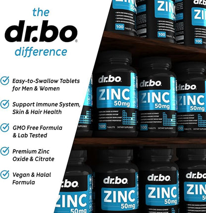 Zinc Supplements 50mg Tablets Supplement - Natural Pure Zinc 50mg Oxide Citrate Capsules Mineral Pills - Vitamin Support Energy Hair Skin Acne Vegan Vitamins for Men & Women - 100 Tablets for Adults
