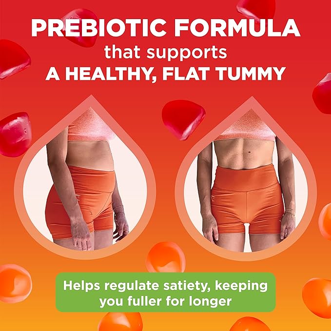 Prebiotic Fiber Gummies for Adults and Kids [15g Inulin Fiber from Chicory Root] for Digestive Health, Bloating, Constipation Relief │Natural Flavoured Berry & Orange Gummy Supplement