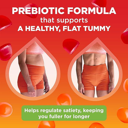 Prebiotic Fiber Gummies for Adults and Kids [15g Inulin Fiber from Chicory Root] for Digestive Health, Bloating, Constipation Relief │Natural Flavoured Berry & Orange Gummy Supplement