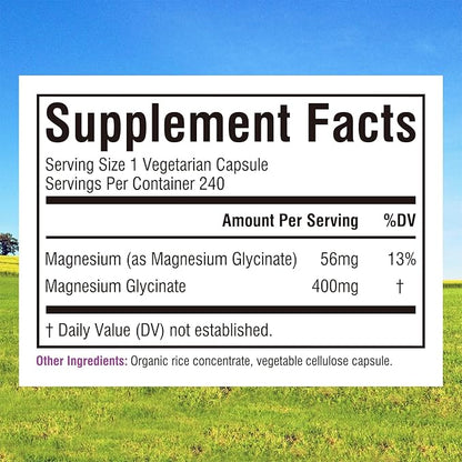 Innate Vitality Magnesium Glycinate 400mg, Non Buffered & High Absorption Magnesium Supplement for Sleep, Relaxation, Muscle & Bone Health for Men & Women, Non-GMO, No Gluten, 240 Vegan Capsules