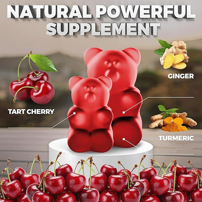 [Ultra Strength] Tart Cherry Gummies Extract with Turmeric & Ginger - Natural Tart Cherry Supplement for Uric Acid Cleanse Support & Recovery Gummies