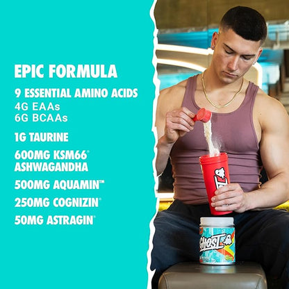 GHOST Intra Workout Powder, Lemon Lime - BCAAs, & EAAs, Nootropics & Hydration - Essential & Branch Chain Amino Acids Supports Muscle Recovery, Energy & Focus - Pre, Intra & Post Workout Powders