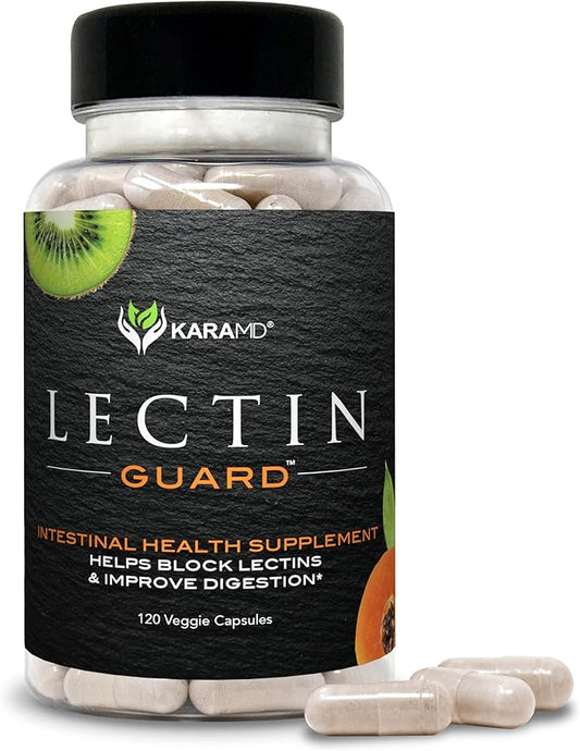 KaraMD Lectin Guard | Gut Repair & Colon Cleanse Supplement | Lectin Blocker| Slippery Elm, Bladderwrack, Sodium Alginate, Okra, Kiwi & Papaya | Natural Gut Cleanse, Non-GMO & Gluten Free 30 Servings