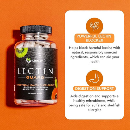 KaraMD Lectin Guard | Gut Repair & Colon Cleanse Supplement | Lectin Blocker| Slippery Elm, Bladderwrack, Sodium Alginate, Okra, Kiwi & Papaya | Natural Gut Cleanse, Non-GMO & Gluten Free 30 Servings