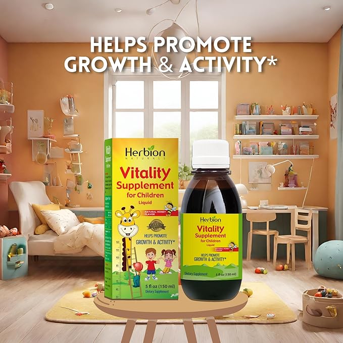 HERBION Naturals Vitality Supplement for Children, Promotes Growth and Appetite, Relieves Fatigue, Improves Mental & Physical Performance, for Kids 1 Year & Above, 5 Fl Oz (Pack of 2)
