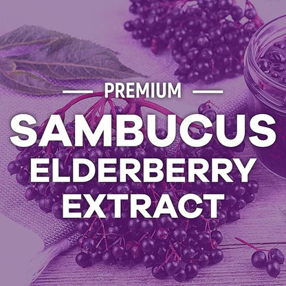 Sambucus Elderberry Immune Gummies, Daily Elderberry Immune Support Vitamins with Vitamin C, Vitamin D3, Zinc, Immune Support Gummy Vitamin Supplement, Black Elder berry for Adult & Kid - 60 Gummies