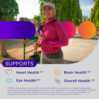 Centrum Silver Women's Multivitamin for Women 50 Plus, Multivitamin/Multimineral Supplement with Vitamin D3, B Vitamins, Non-GMO Ingredients, Supports memory and cognition in older adults - 65 Ct