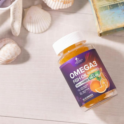 Omega-3 Gummies, Fish Oil Gummies for Adults & Kids, Omega-3 Gummy Vitamins, EPA & DHA Fish Oil Fatty Acids Gummy Supplement, Nature's Supplements for Joint, Heart Health, & Brain Support - 60 Count