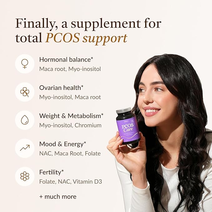 8-in-1 PCOS Support Supplement - 2,000mg Myo Inositol, NAC, Maca Root, Cinnamon, Chromium, Folate, Zinc, Vitamin D3 | Hormone Balance, Ovarian Health & Weight Management Support | 30-Day Supply