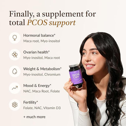 8-in-1 PCOS Support Supplement - 2,000mg Myo Inositol, NAC, Maca Root, Cinnamon, Chromium, Folate, Zinc, Vitamin D3 | Hormone Balance, Ovarian Health & Weight Management Support | 30-Day Supply