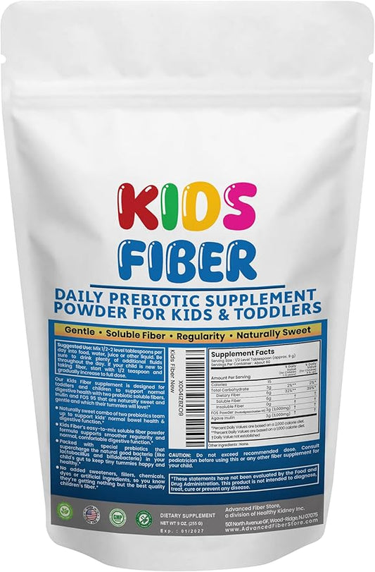 Kids Fiber for Constipation Relief, Prebiotics for Children, Toddler Fiber Supplement, Mild Sweetness Fiber Powder for Kids, Gut Health for Regularity & Softness 60 Servings