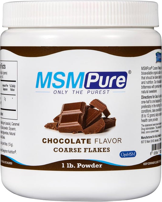 KALA HEALTH MSMPure Chocolate Flavored Coarse MSM Powder Flakes – US-Sourced MSM for Joint Health, Skin Appearance, and Hair & Nail Support – 1 lb, Organic Sulfur