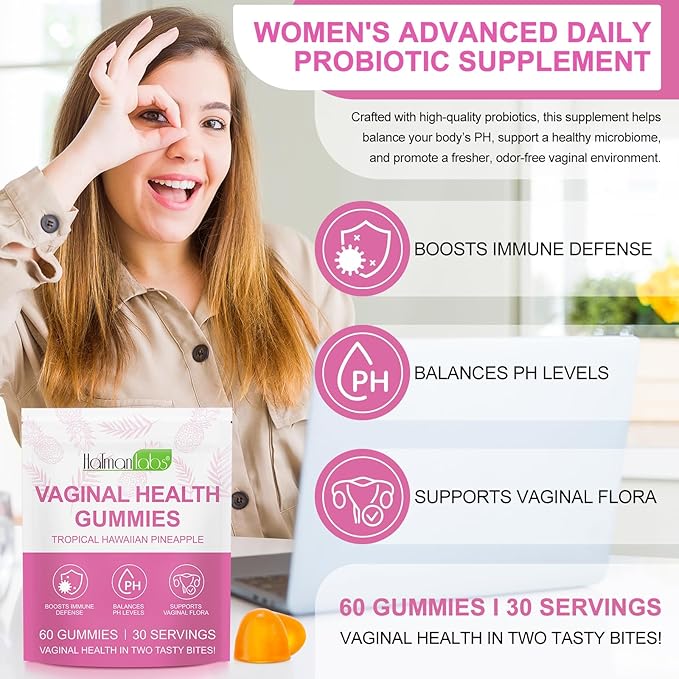 2 Pack Vaginal Probiotics Health Gummies, Premium Feminine Balance Gummies, Probiotic Gummies for Prenatal & Postnatal Women, Revitalize Vaginal Health, Immune Defense, Optimize PH Balance