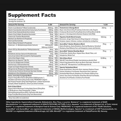 Whole Food Natural One-a-Day Multivitamin and Mineral Capsules for Men - All-Day Energy, Inner Zen, and Stronger You (120 Capsules)
