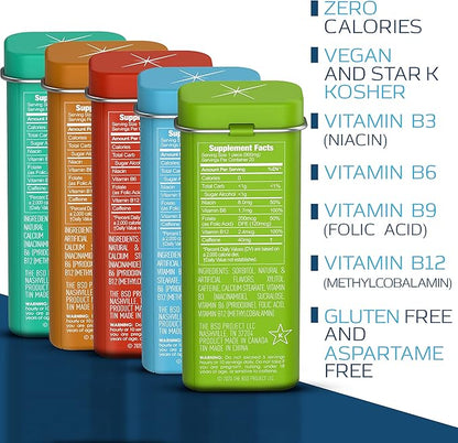 Viter Energy 40mg Caffeine Mints - Sugar Free, B Vitamins, Vegan, Boosts Fast Energized Alert Focus, Caffeinated Nootropic Supplement Pills (Variety Flavors, 20pcs, 5 Pack, 100pcs Total)