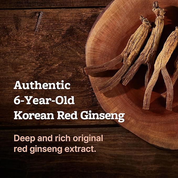 Premium Korean Red Ginseng Extract - 6-Year Grown, High Ginsenoside Concentration for Immune Support, Fatigue Relief, and Energy Boost - 30 Convenient Daily Packs