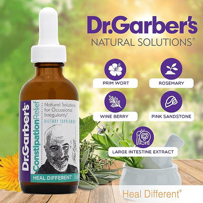 Dr. Garber's Natural Solutions Constipation Relief Oral Drops - Gemmotherapy Liquid Supplement for Gas, Constipation & Bloating Relief, Regulates Bowel Function & Improves Digestive Health - 60ml