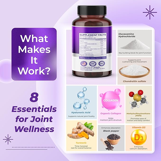 saminewith Chondroitin MSM Collagen Turmeric for Joint Strength & Joint Mobility * USA Made & Tested (150-day Supply (Pack of 1))