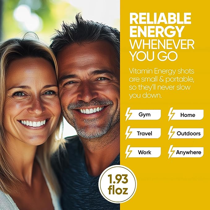 Vitamin Energy B12 Extra Strength Daily Energy Shot – Mango – 260mg Natural Caffeine, 11,000% B12, B6 – Focus & Vitality Support – Zero Sugar, Vegan, Kosher, Gluten-Free – 1.93 fl oz, 8-Pack