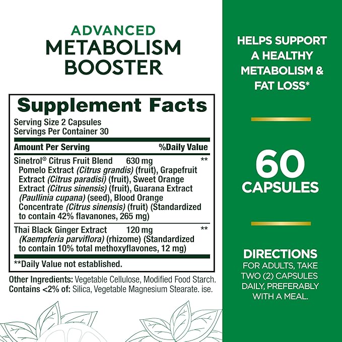 Nature's Bounty Advanced Metabolism Booster, Helps Support Healthy Metabolism & Fat Loss, 60 Capsules