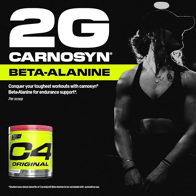 Cellucor C4 Original Pre Workout Powder Sugar Free for Men & Women 200mg Caffeine + CarnoSyn Beta-Alanine + Creatine + AI Peptides - Watermelon, 30 Servings