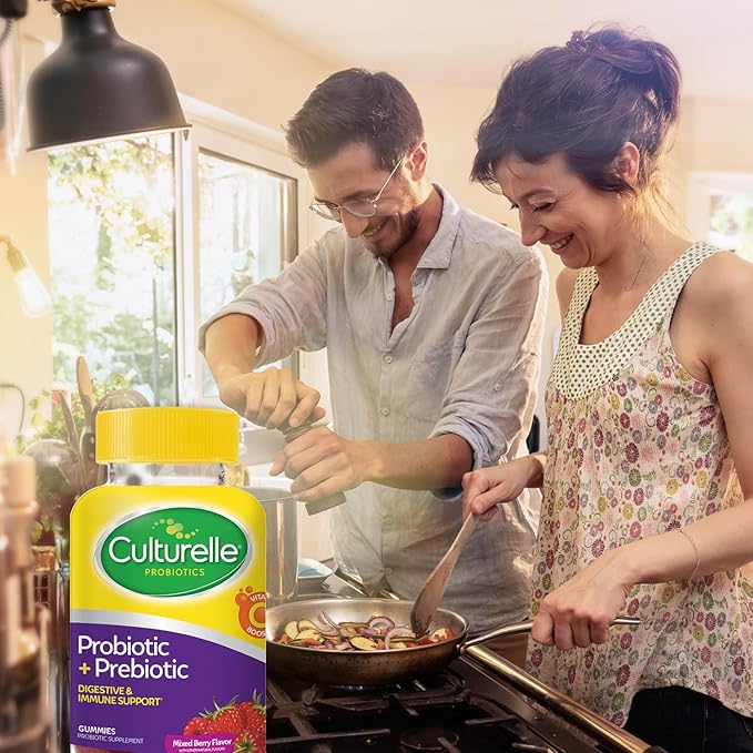 Culturelle Daily Probiotic Gummies for Women & Men, Berry Flavor, 52 Count, Naturally-Sourced Daily Probiotic + Prebiotic for Digestive Health, Non-GMO & Vegan