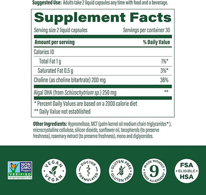 MegaFood Baby & Me 2 Prenatal Vitamins for Women, DHA & Choline Supplements, Liquid DHA and Choline for Baby's Brain and Eye Development During Pregnancy, Vegan, 60 Capsules (30 Servings)