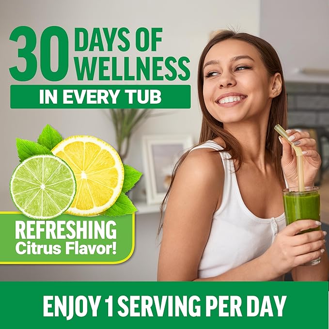 Force Factor Smarter Greens Daily Wellness Powder, Greens Superfood Powder to Support Gut Health, Bloating & Digestion, with 40+ Superfoods, 125 Million CFUs of Probiotics, Citrus Flavor, 30 Servings