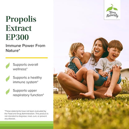 Terry Naturally Propolis Extract EP300 - Upper Respiratory & Immune System Support Supplement - Child & Adult Supplement with Bee Propolis Extract - 60 Capsules, 2 Pack
