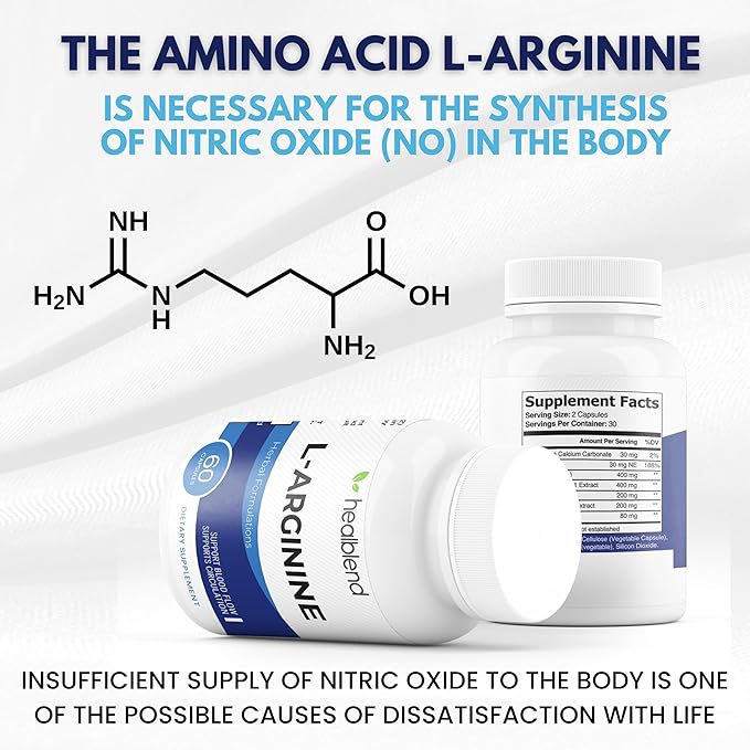 healblend L-Arginine Plus: Calcium, Niacin, L-Arginine Blend, L-Citrulline Complex & Beta Alanine - 120 Capsules (2 Pack)